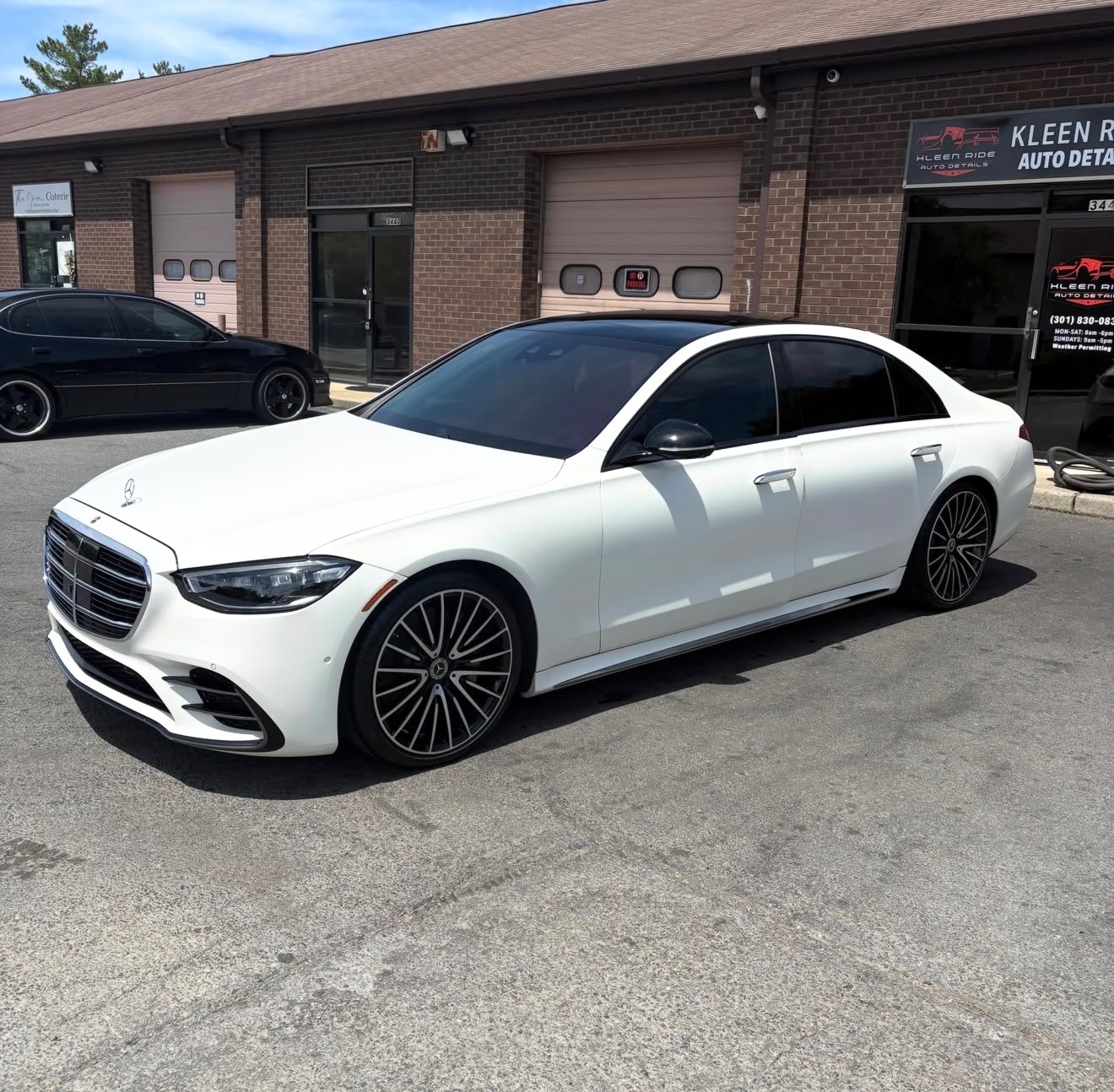 White Mercedes-Benz S-Class hand-washed at Kleen Ride Waldorf